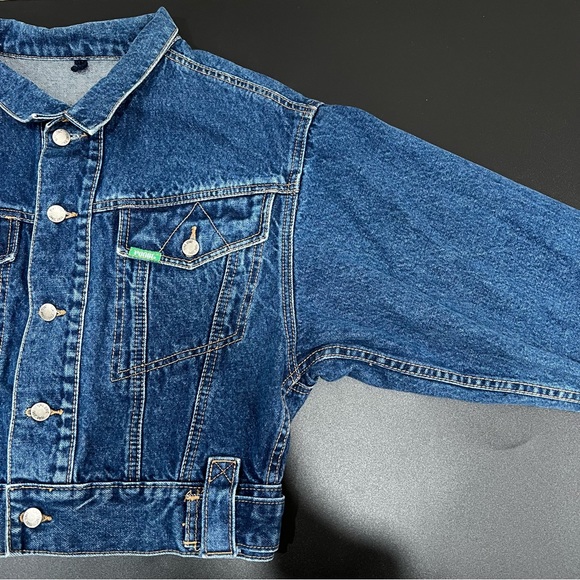 VTG PUMA Jeans Denim Jacket 1980s Germany Short Cut Bomber Size 3 - Picture 3 of 11